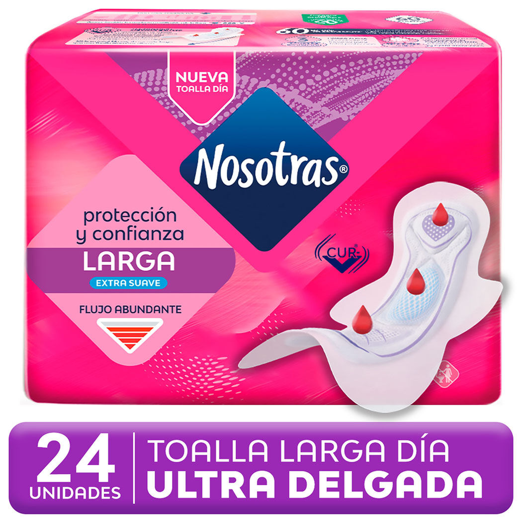 Toalla Nosotras Larga Tela Suave 24 Toallas