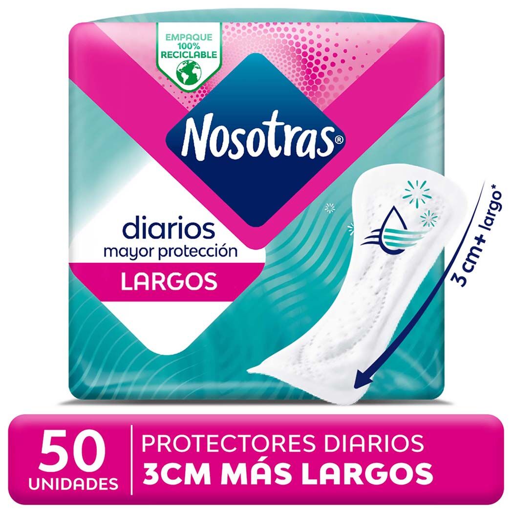 Nosotras Protectores Diarios Largos 50 Unidades