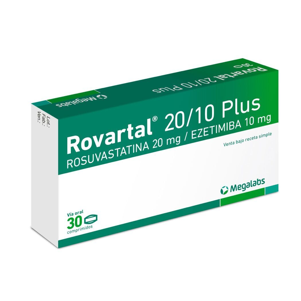Rovartal 20/10 Plus Ezetimiba / Rosuvastatina 30 Comprimidos