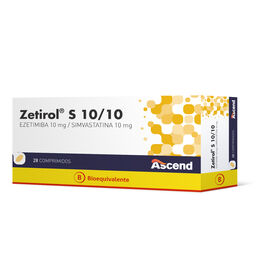 Zetirol S 10/10 Ezetimiba 10 mg Simvastatina 10 mg 28 Comprimidos
