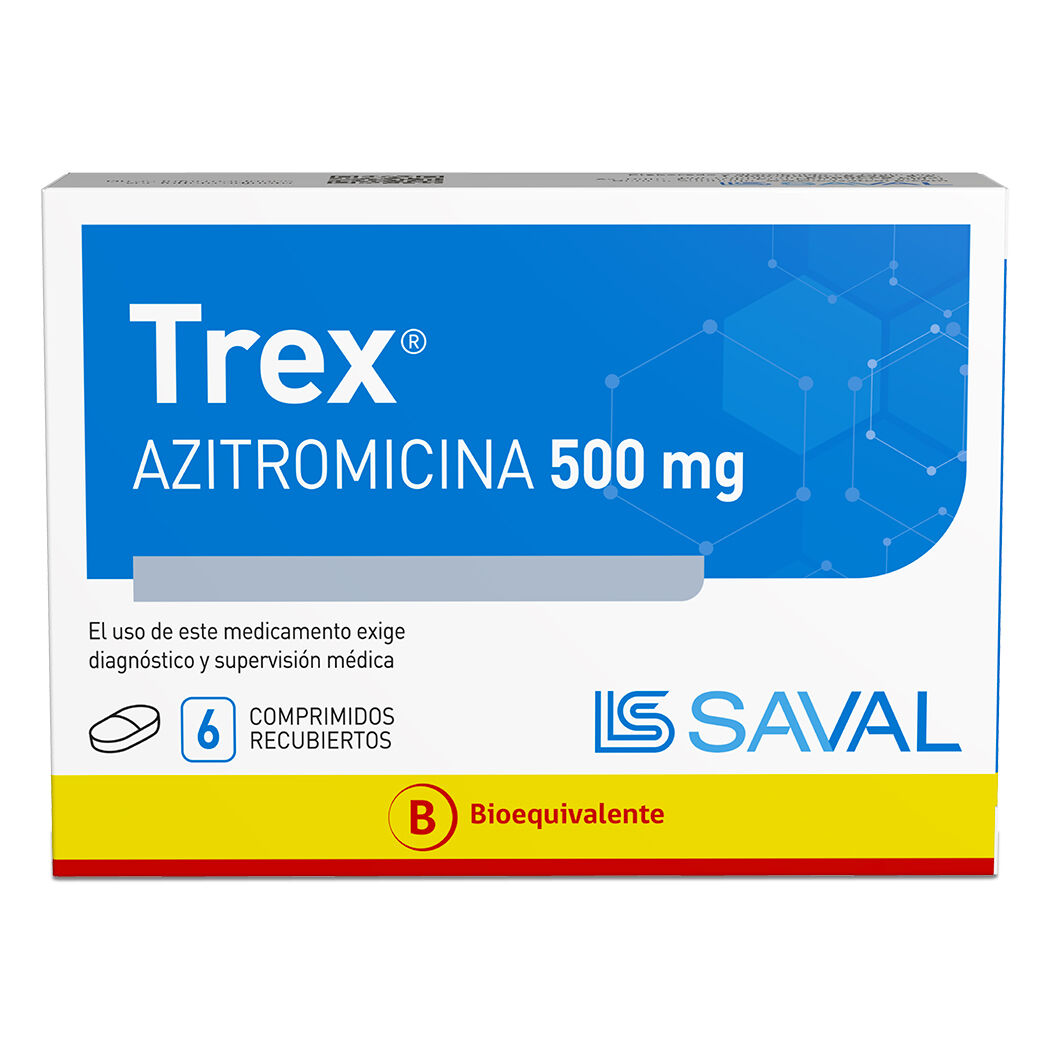 Trex (B) Azitromicina 500mg 6 Comprimidos Recubiertos