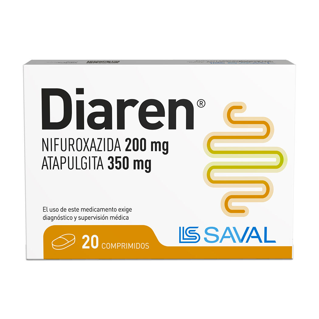 Diaren Nifuroxazida / Atapulgita 20 Comprimidos
