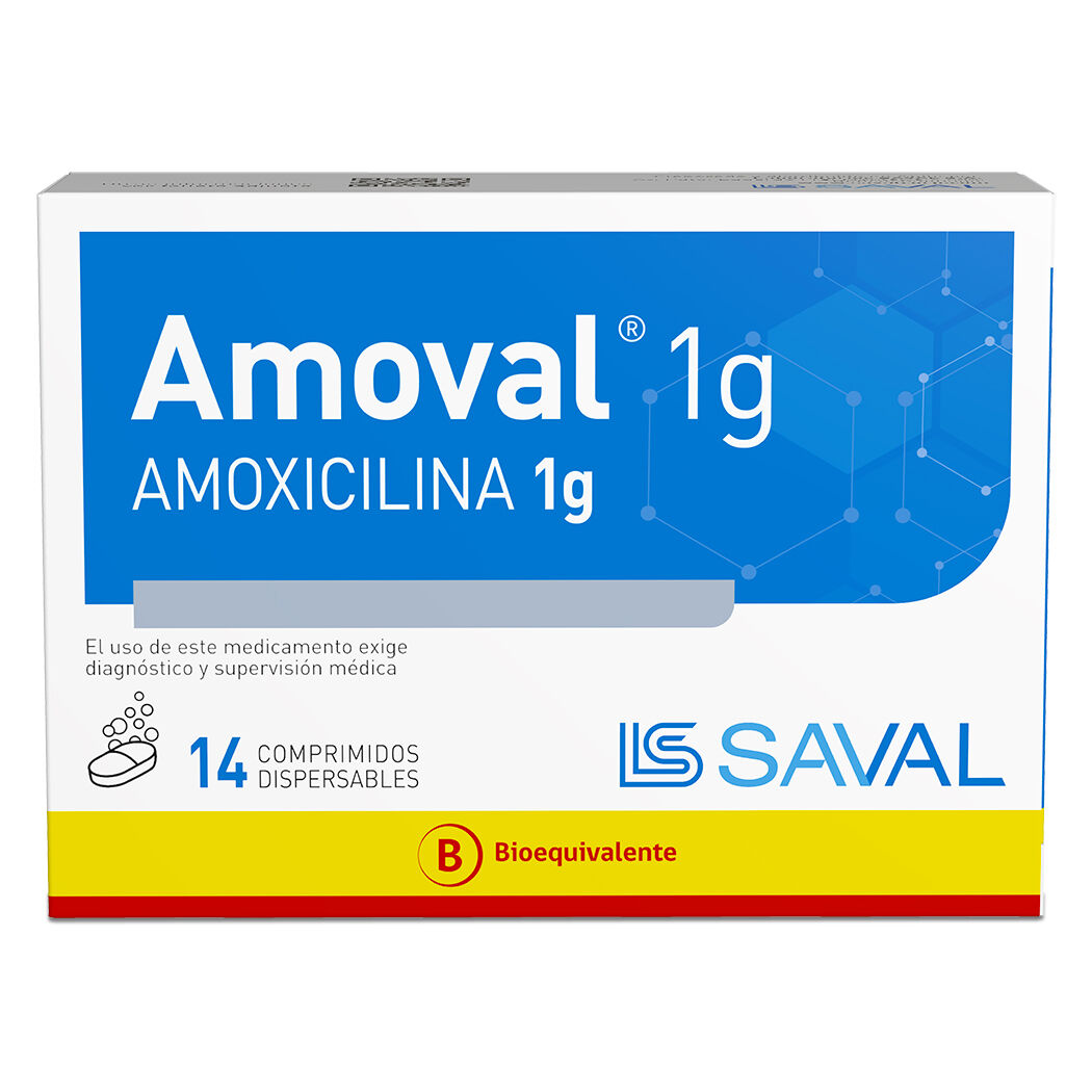 Amoval Amoxicilina 1g 14 Comprimidos Dispersables