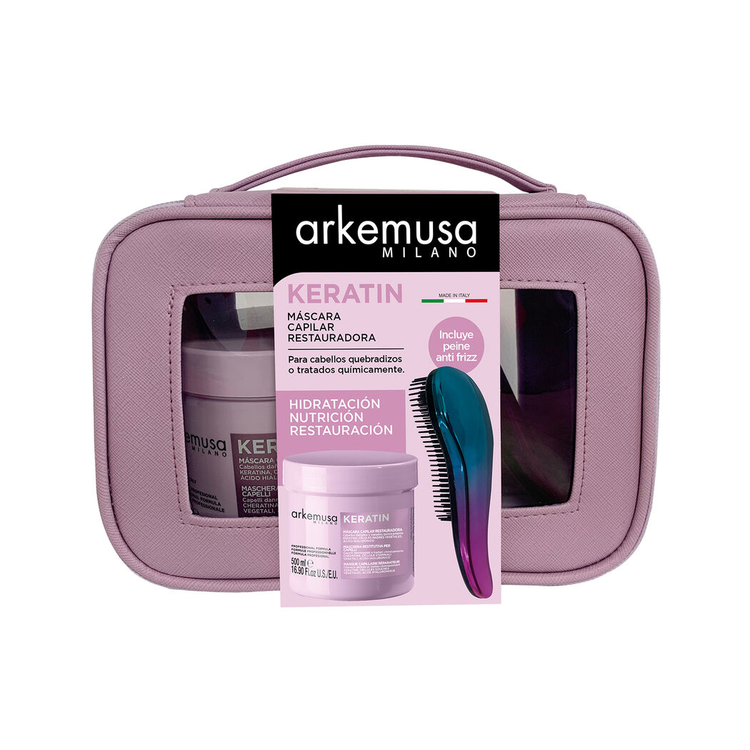 Pack Arkemusa Mascarilla Capilar Keratin + Peine Anti Frizz