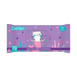 Cell Skin Toallita Húmeda Infantil Gato Sirena 70 Unidades