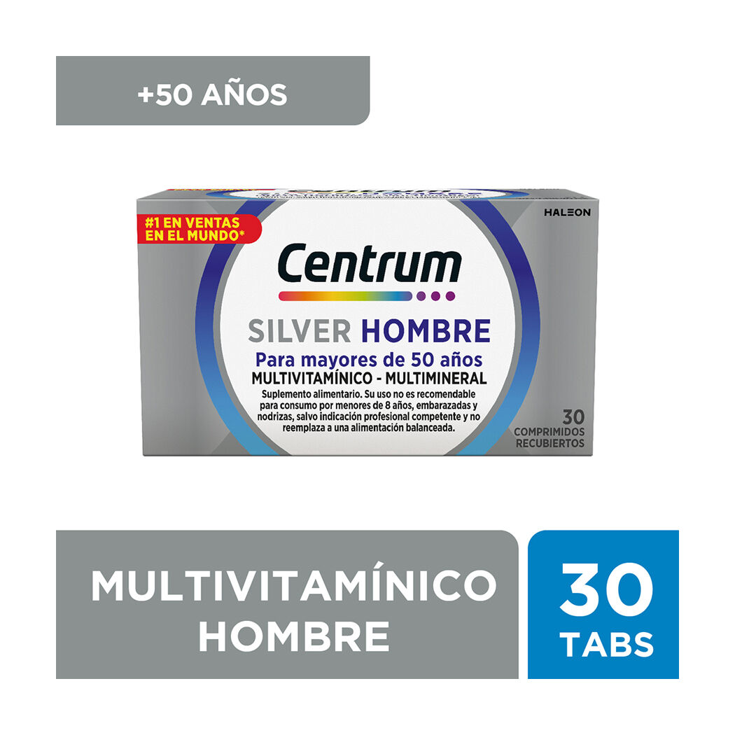 Multivitamínico Centrum Silver Hombre +50 Años 30 Comprimidos Recubiertos
