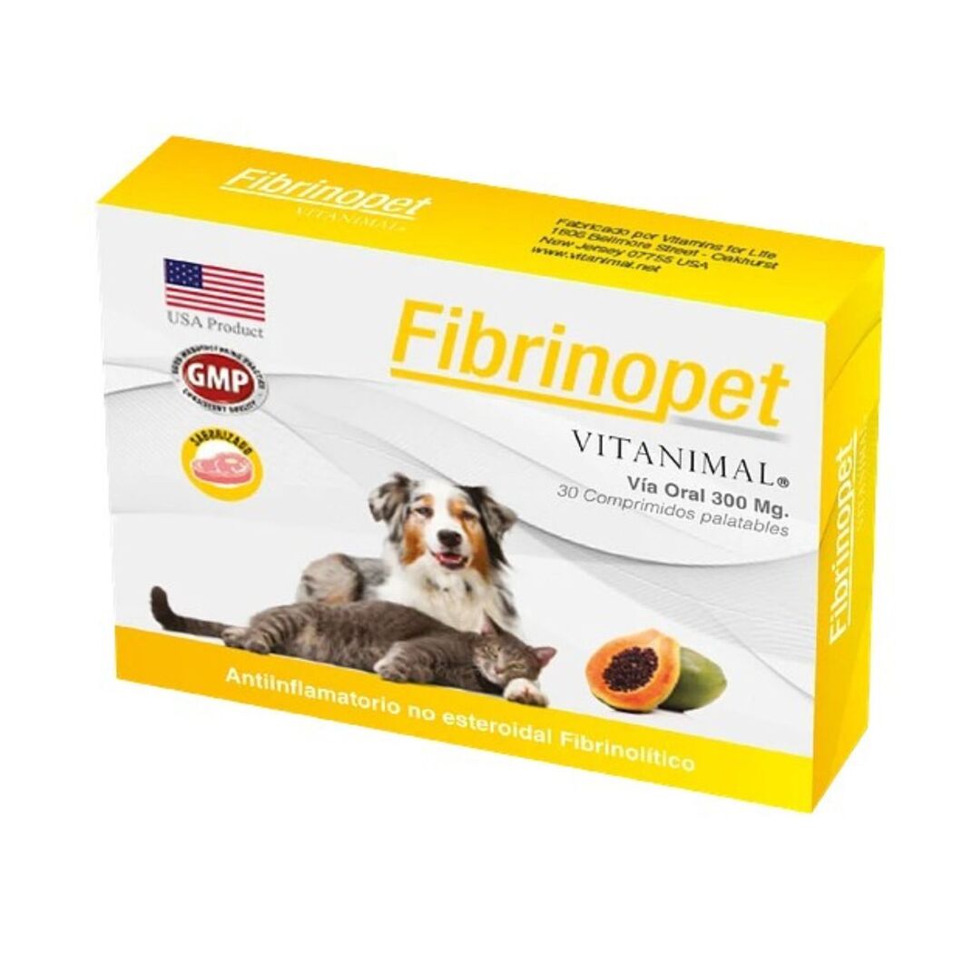 Vitaminal Fibrinopet 300mg 30 Comprimidos Palatables