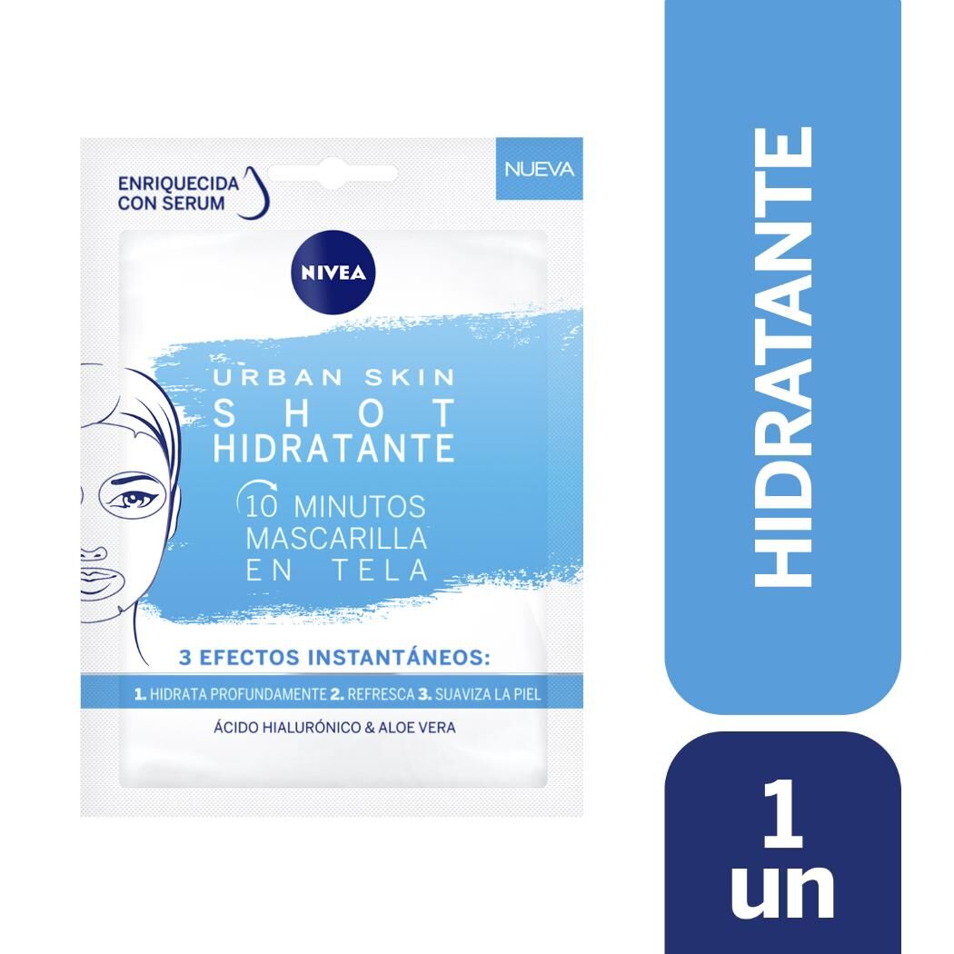 NIVEA Mascarilla Facial Urban Skin Shot Hidratante 1 Unidad