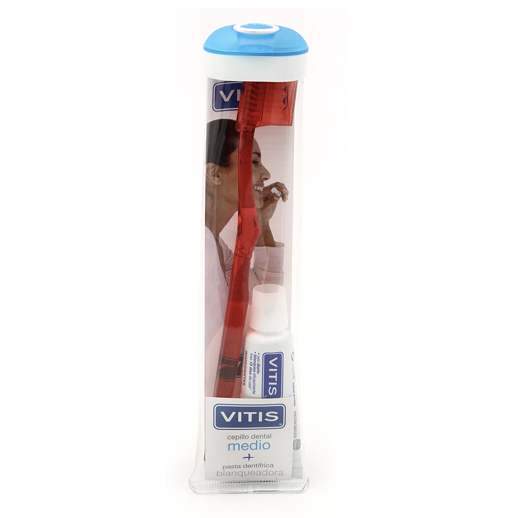 Pack Cepillo Dental VITIS® Medio + Mini Pasta 15ml