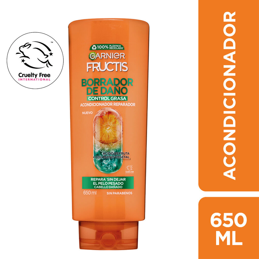 Acondicionador Garnier Fructis Borrador de Daño 650ml Repara Cabello Dañado