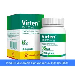 Virten (B) Emtricitabina / Tenofovir 200/300 30 Comprimidos Recubiertos
