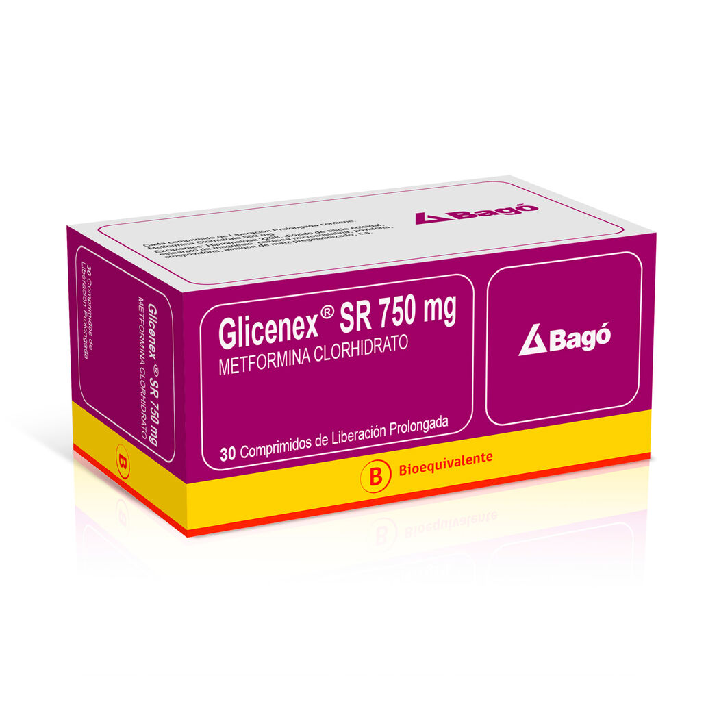 Glicenex SR (B) Metformina 750mg 30 Comprimidos Prolongados