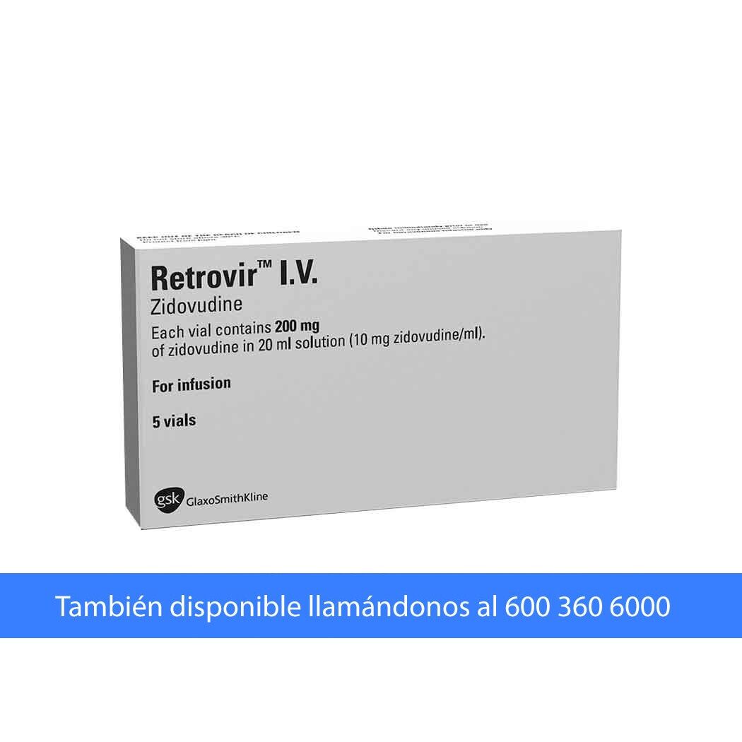 Retrovir Zidovudina 200mg/20ml Inyectable 5 Ampollas