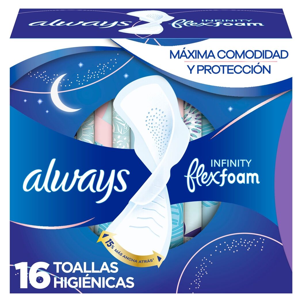 Toallas Higiénicas Femeninas Con Alas Always Infinity Flex 16 Unidades