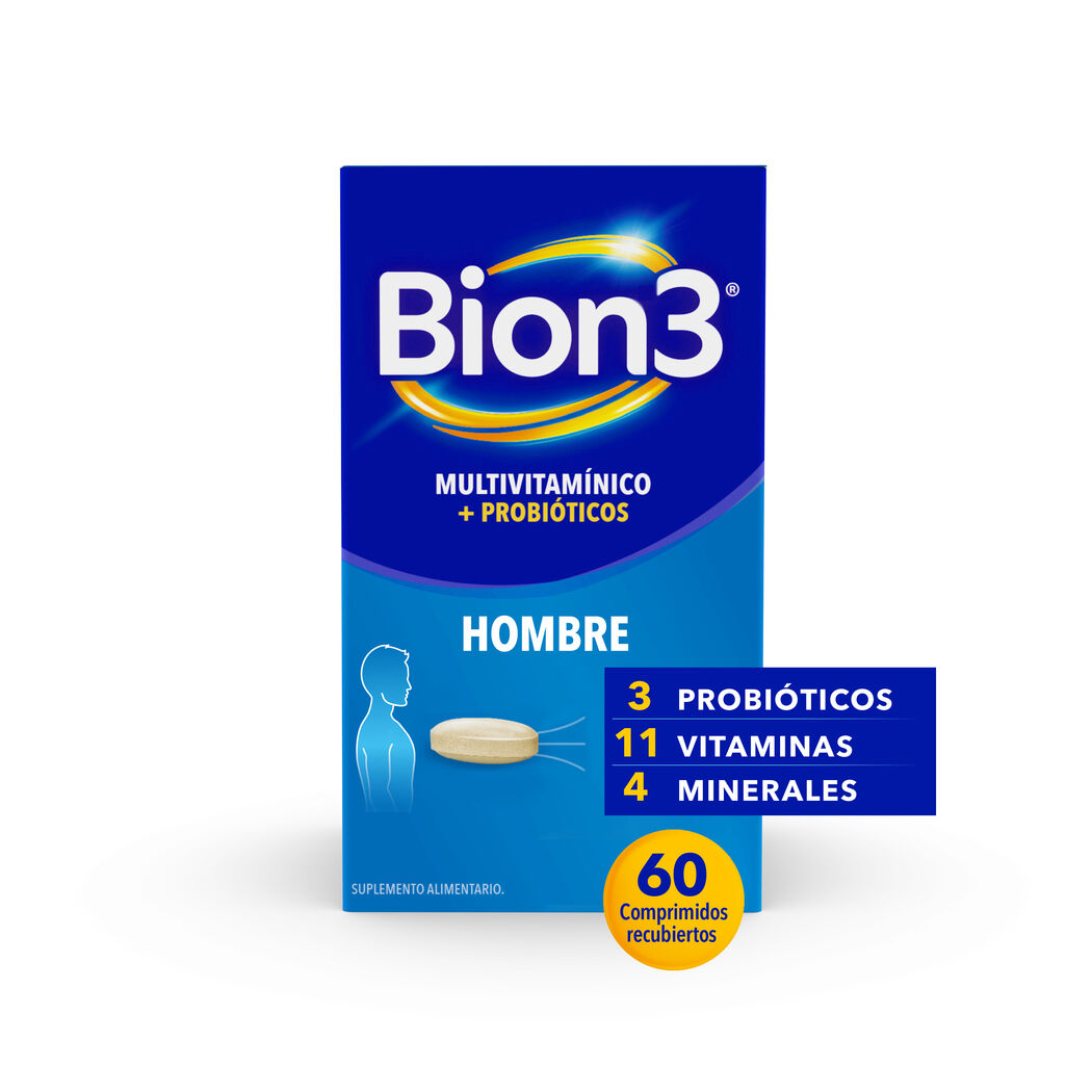 Bion3 Hombre Multivitamínico con Probióticos 60 Comprimidos