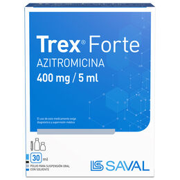 Trex Forte Azitromicina 400 mg / 5 mL Suspensión Oral con Solvente 30 mL