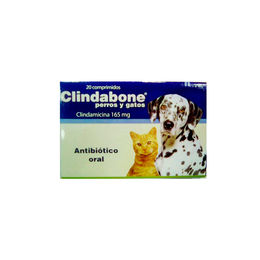 Clindabone Clindamicina 165mg Perros y Gatos 20 Comprimidos