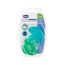 Pack de 2 chupetes Physio soft verde - azul 6-16 meses