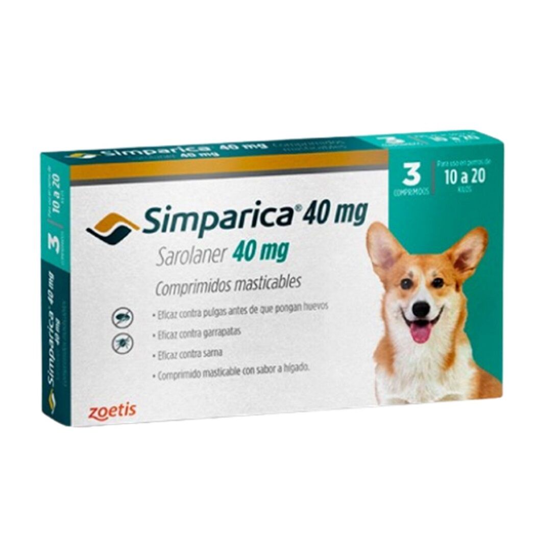 Simparica 40mg de 10-20kg 3 Comprimidos Masticables
