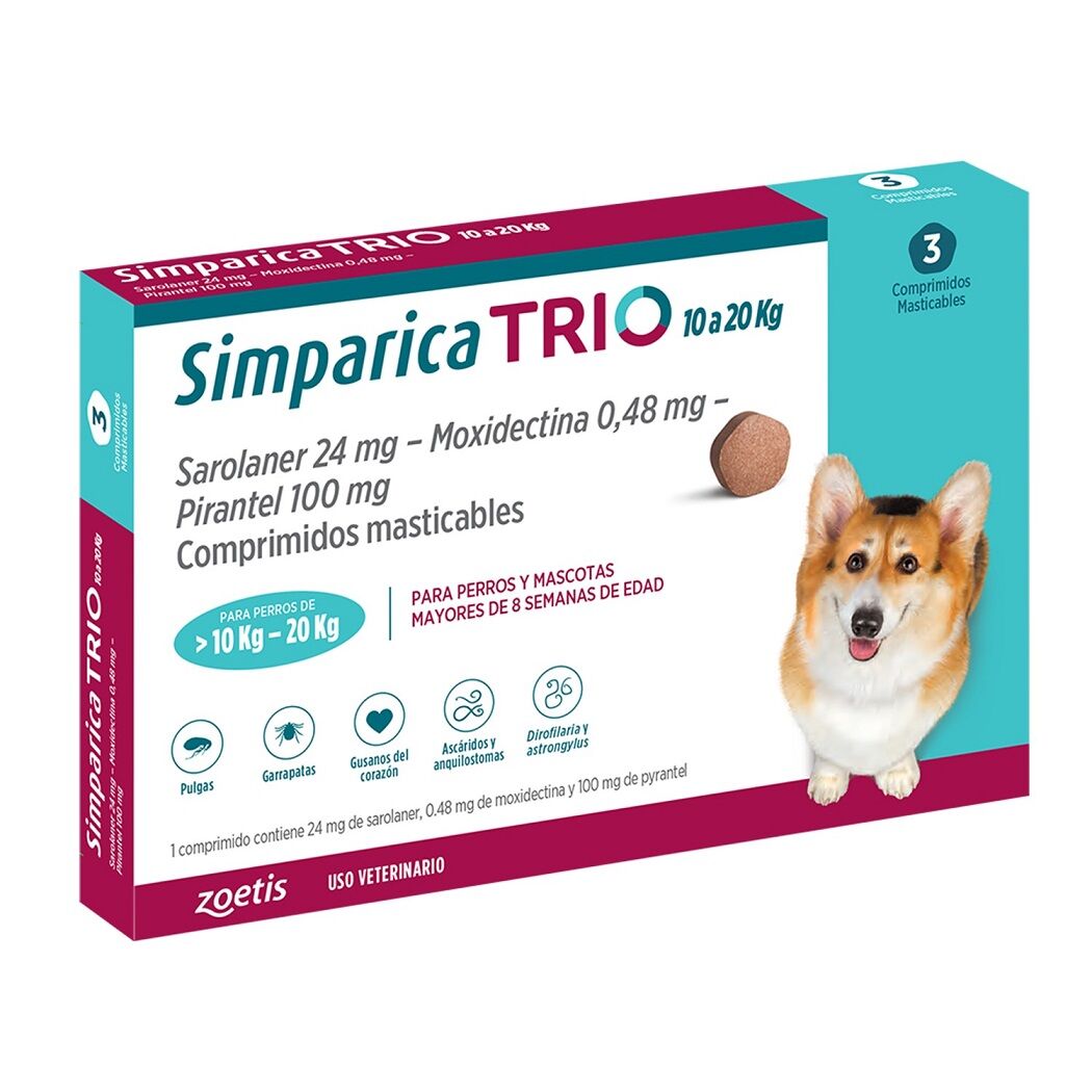 Simparica Trio 10-20kg 3 Comprimidos Masticables