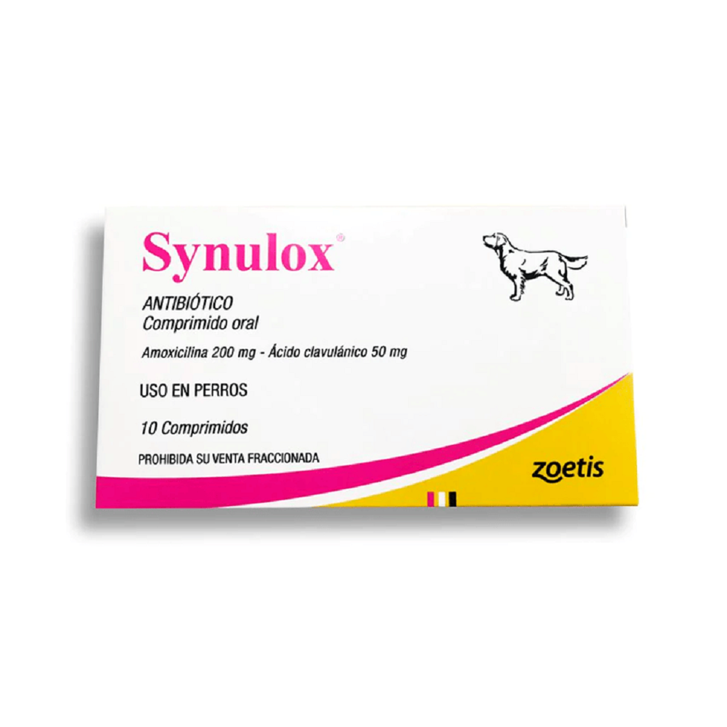 Synulox Amoxicilina/Ácido Clavulánico Perros 200mg/50mg Tabletas