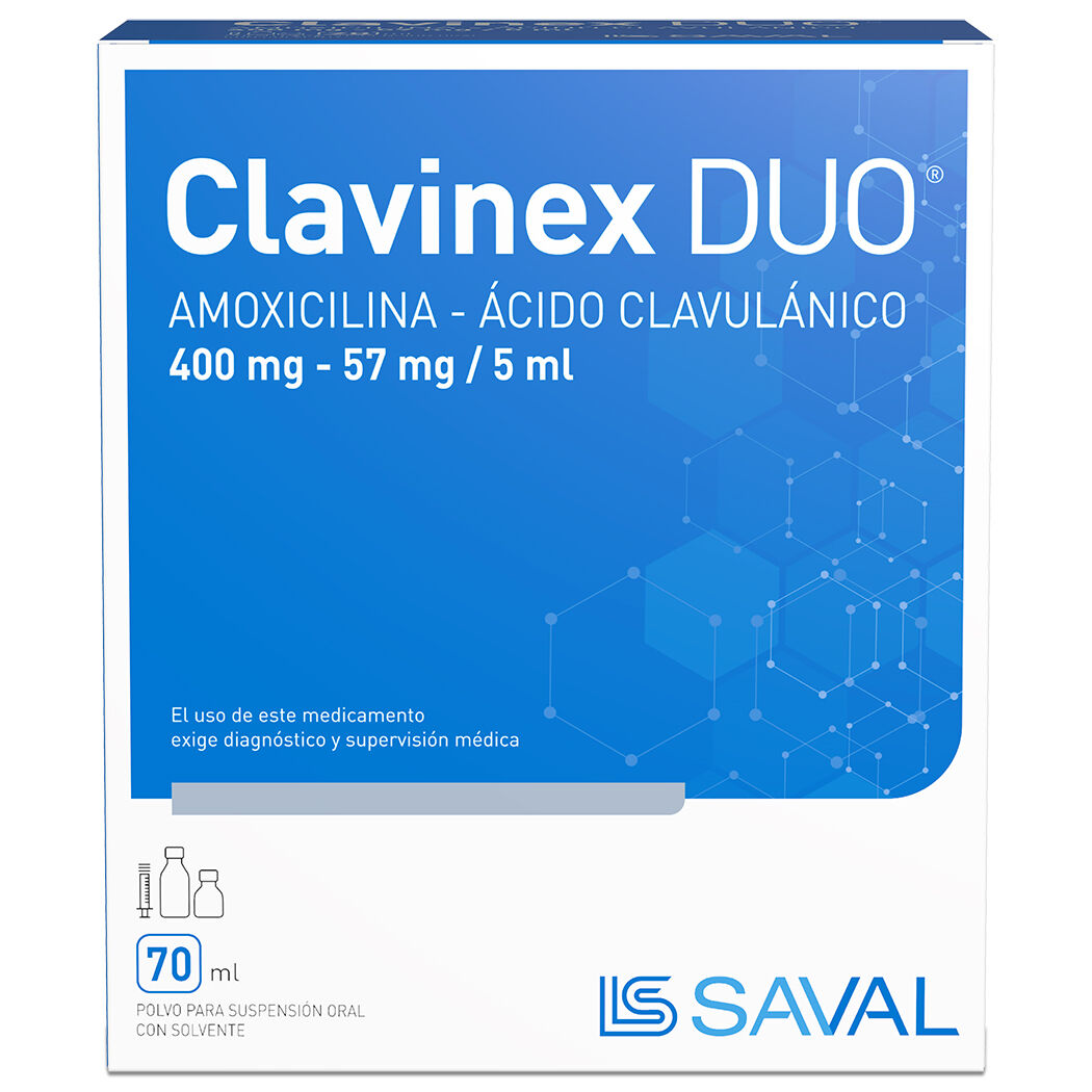 Clavinex Duo Forte Amoxicilina / Ácido Clavulánico Suspensión Oral 70ml
