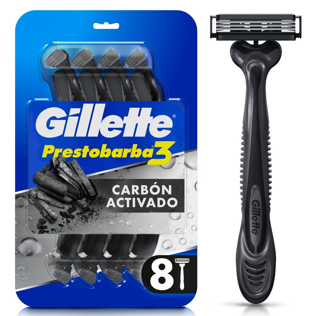 Máquina de Afeitar Gillette Prestobarba 3 Carbono 8 Unidades