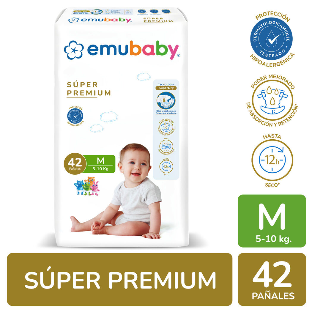Pañal Desechable EMUBABY Super Premium Talla M 42 Unidades