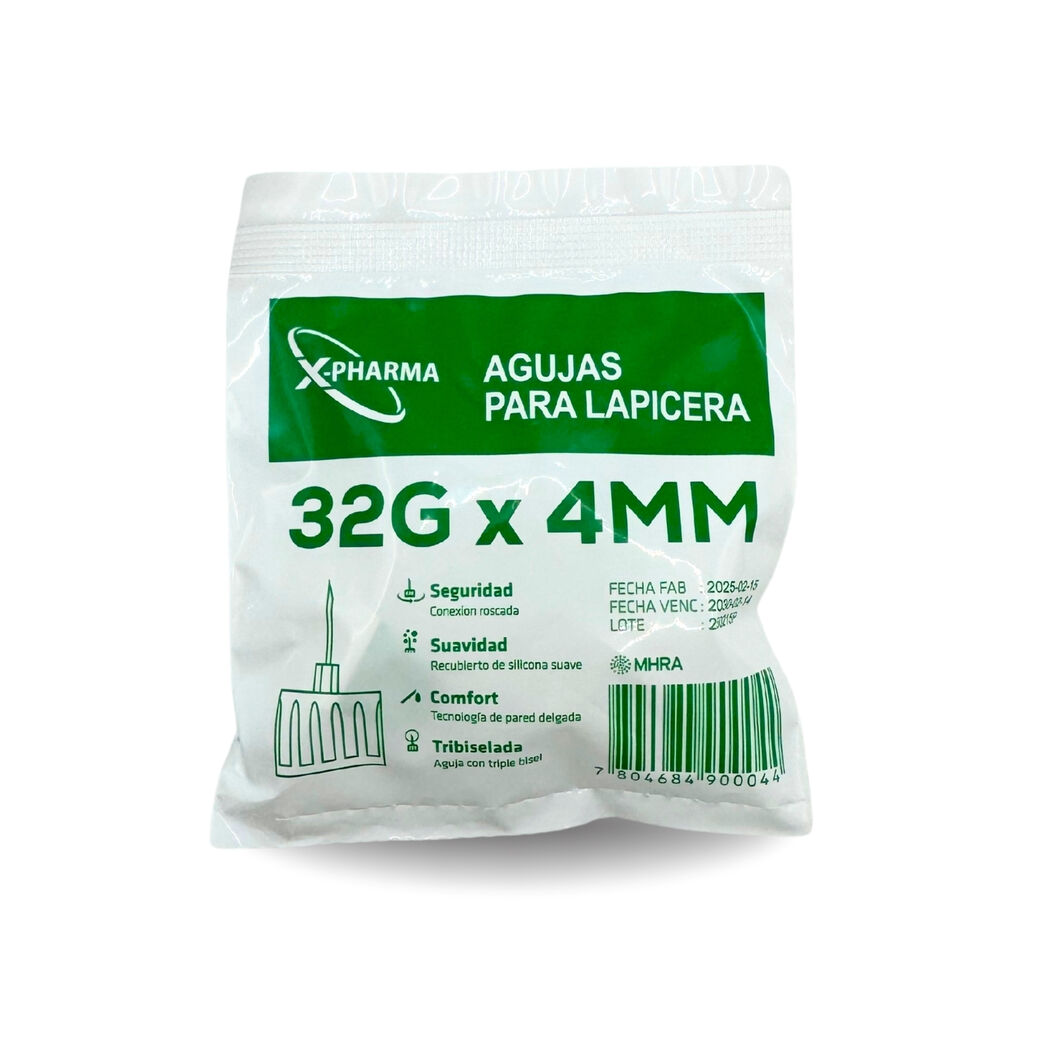 Aguja Lapiz Insulina 32g 4mm Bolsa 5 Unidades