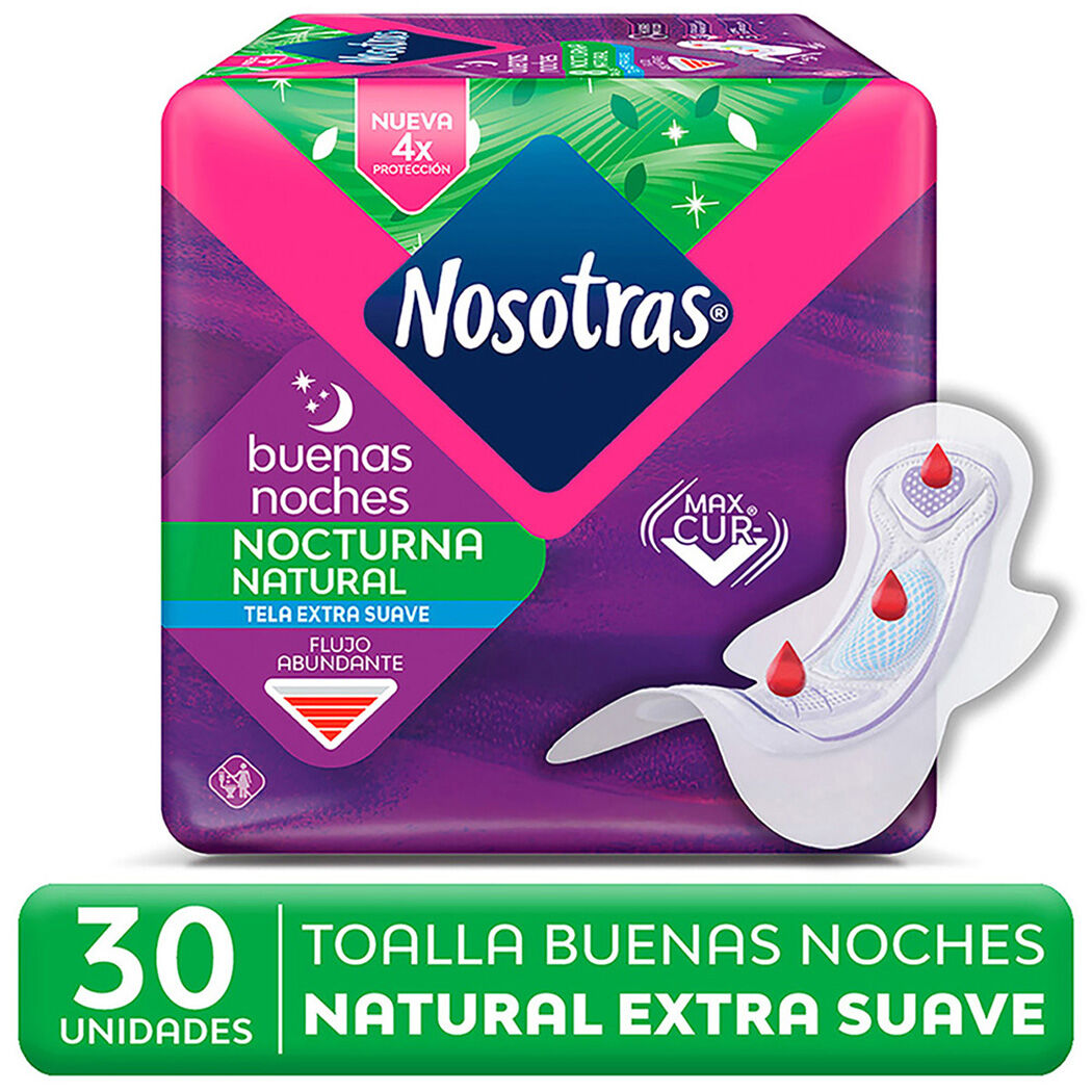Toalla Nosotras Buenas Noches Natural Suave 30 Unidades
