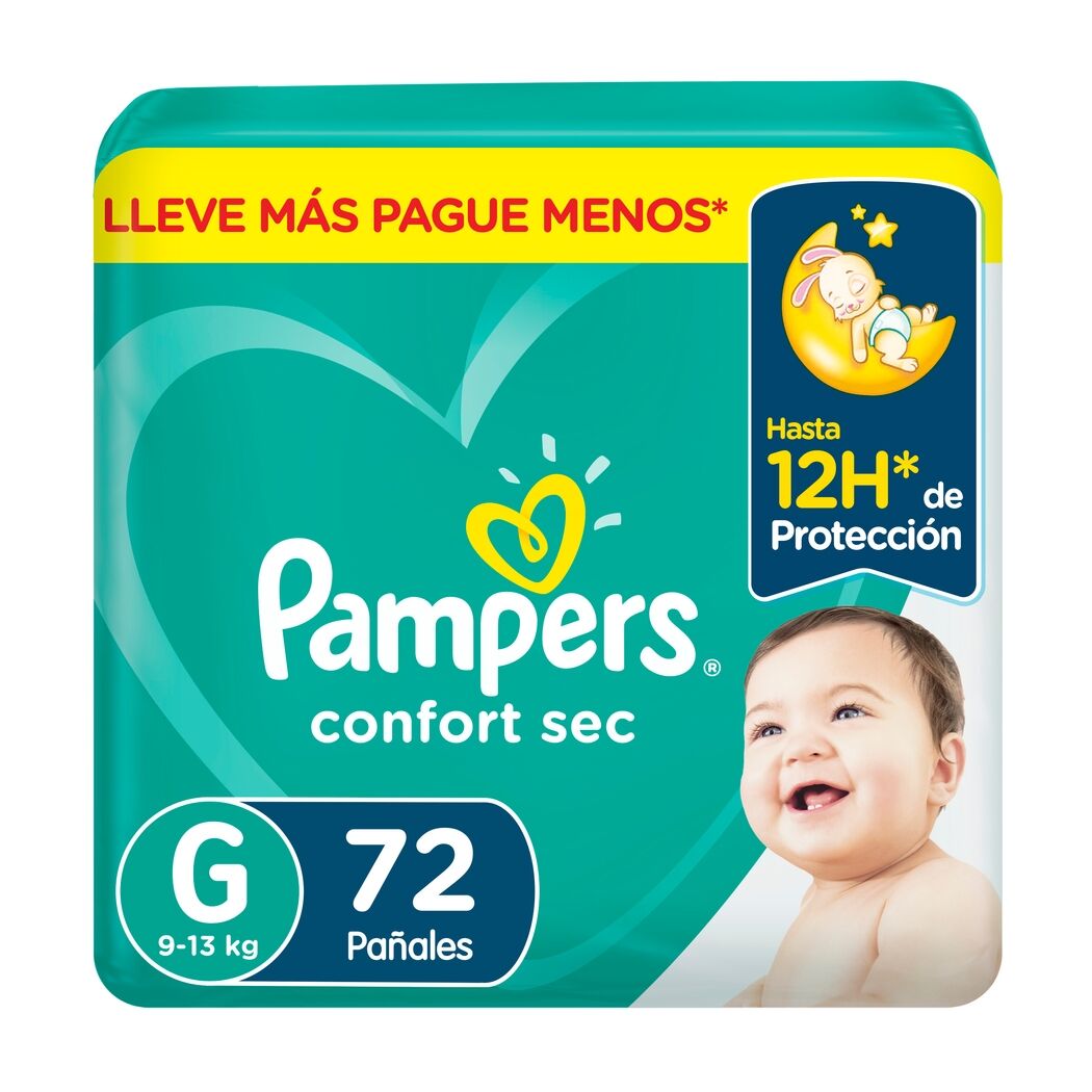 Pampers Pañales Confort Sec Talla G (9-13kg) 72 Unidades