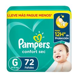 Pampers Pañales Confort Sec Talla G (9-13kg) 72 Unidades