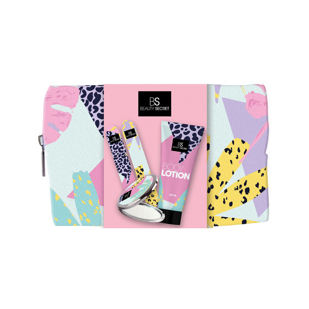 BS Beauty Secret Cosmetic Bag + Body Lotion 100ml + Pocket Mirror + 2 Nail File