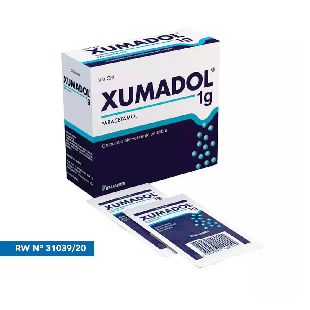 Xumadol Paracetamol 1g 20 Sobres Efervescentes