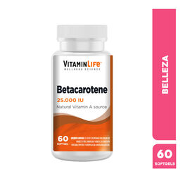 VitaminLife Betacaroteno 25000UI 60 Cápsulas