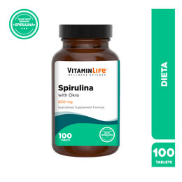 VitaminLife Espirulina con Okra 800mg 100 Tabletas