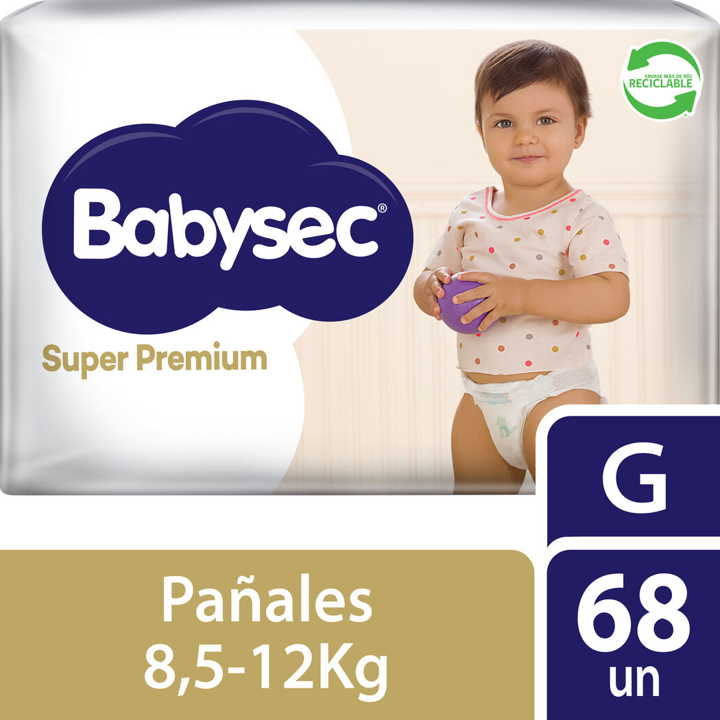 Pañales Babysec Super Premium Confort Care Talla G 68 Unidades
