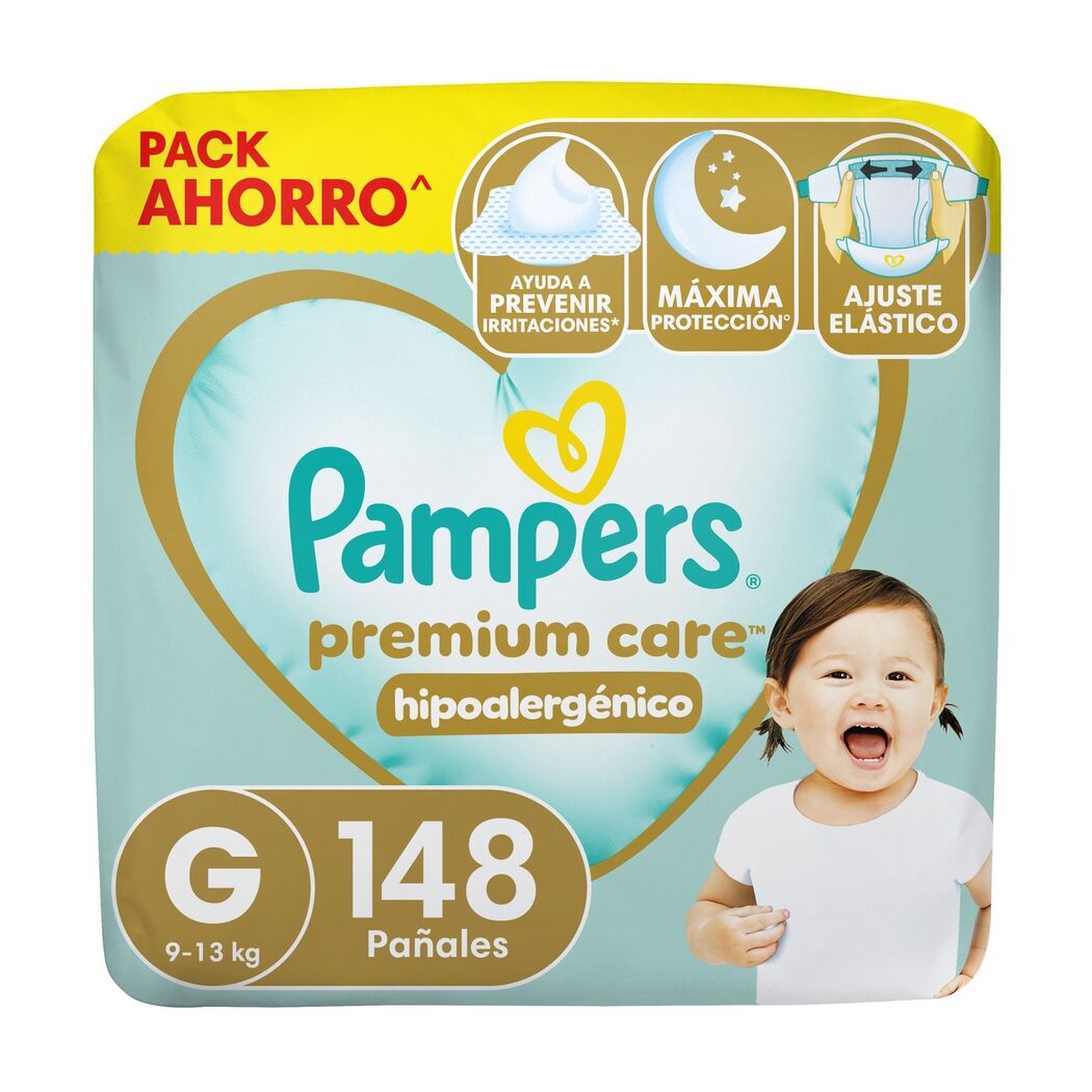 Pañal Pampers Premium Care Tamaño G (9-13 kg) 148 Unidades