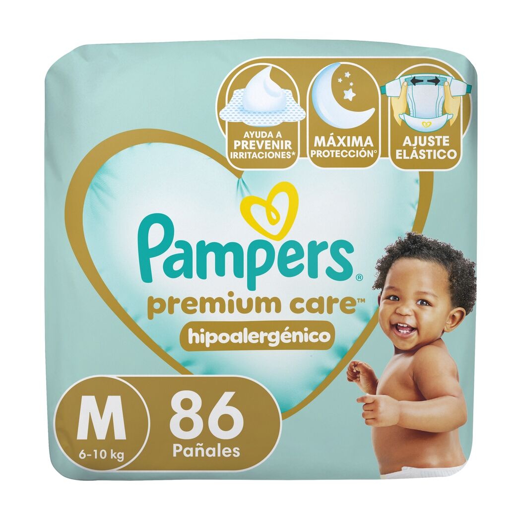Pampers Pañal Premium Care Tamaño M (6-10 kg) 86 Unidades