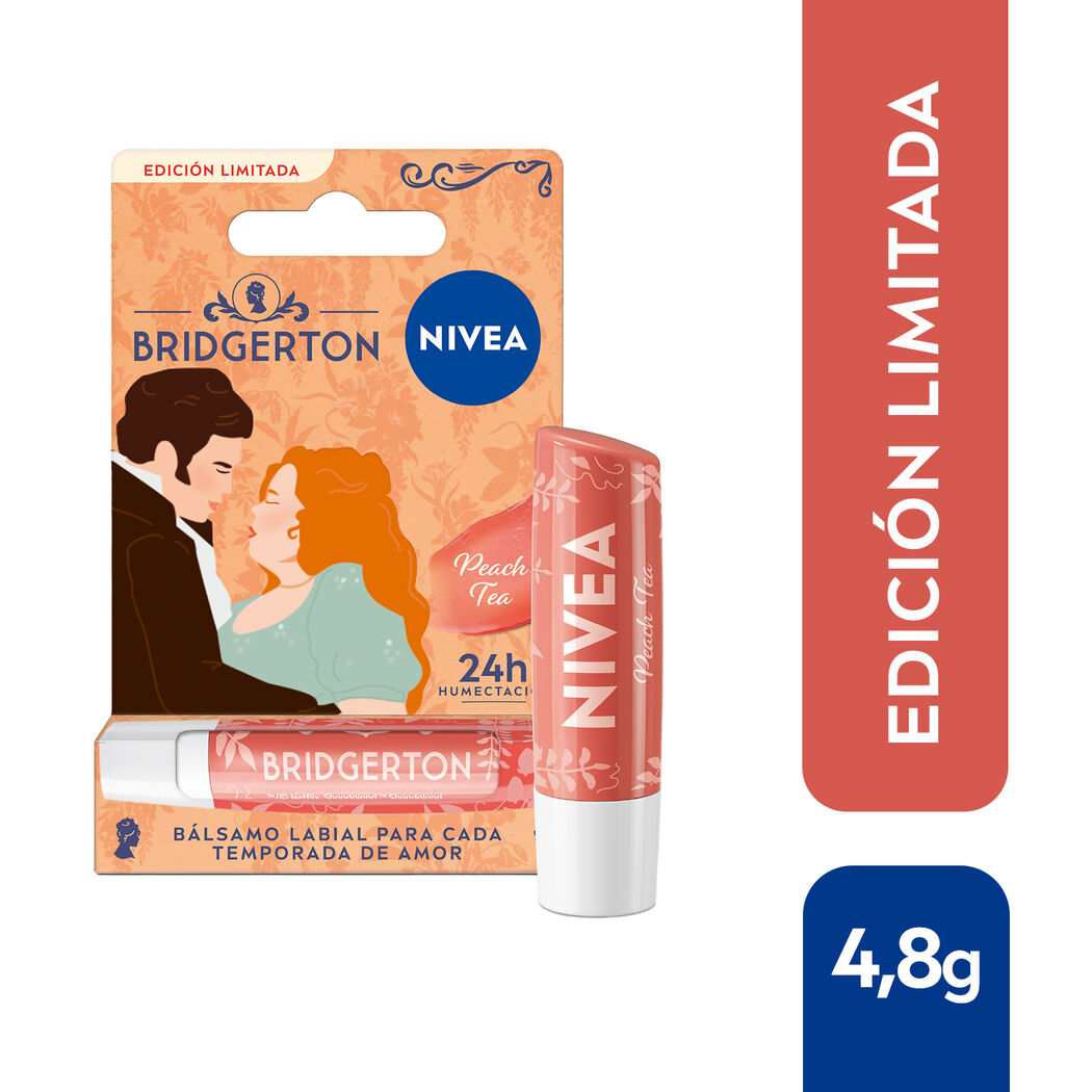 NIVEA Bálsamo Labial Peach Tea Edición Limitada Bridgerton 4,8gr 1 Unidad