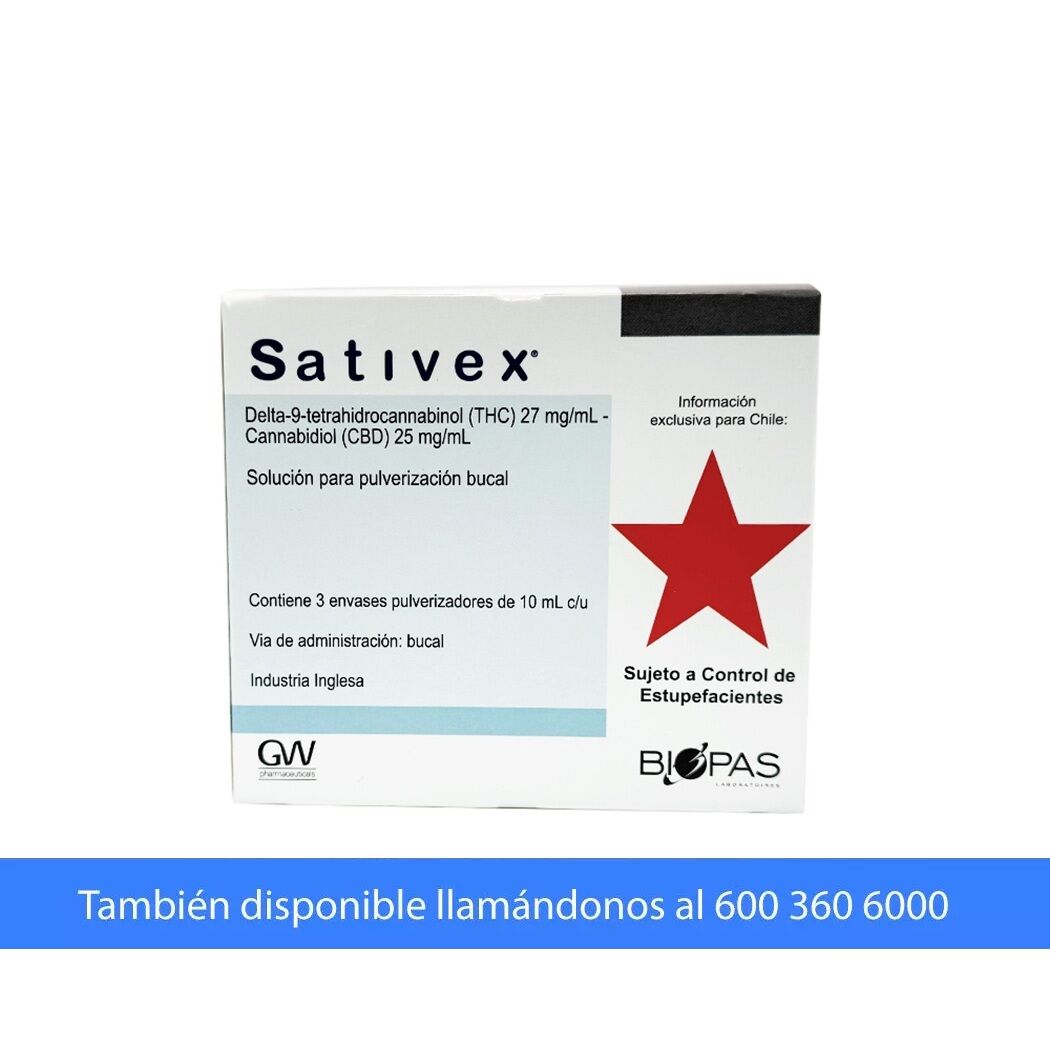 Sativex Tetrahidrocannabinol / Cannabidiol Solución Oral 3 Frascos