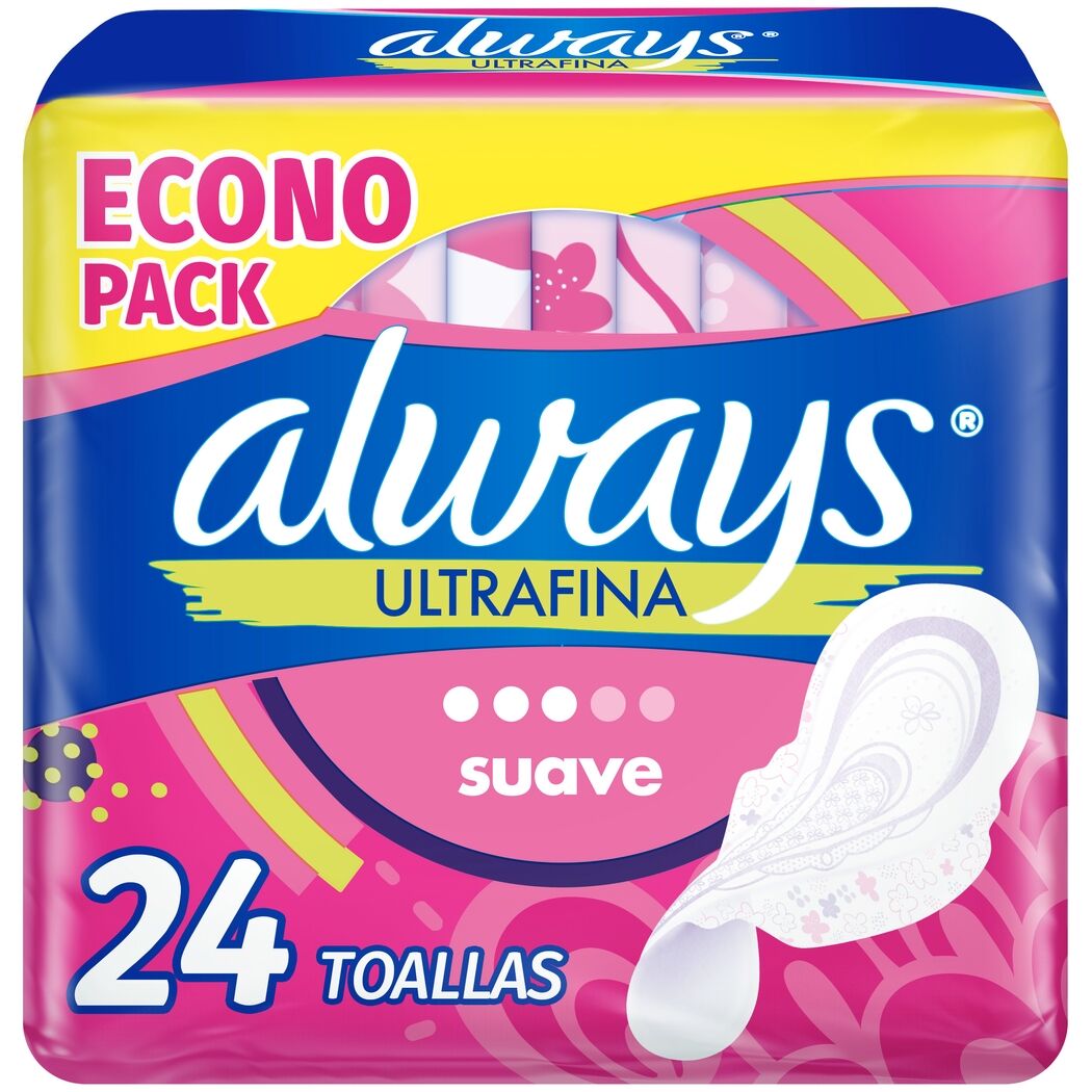 Always Ultrafina Flujo Moderado Suave Toallas Higiénicas 24 Unidades