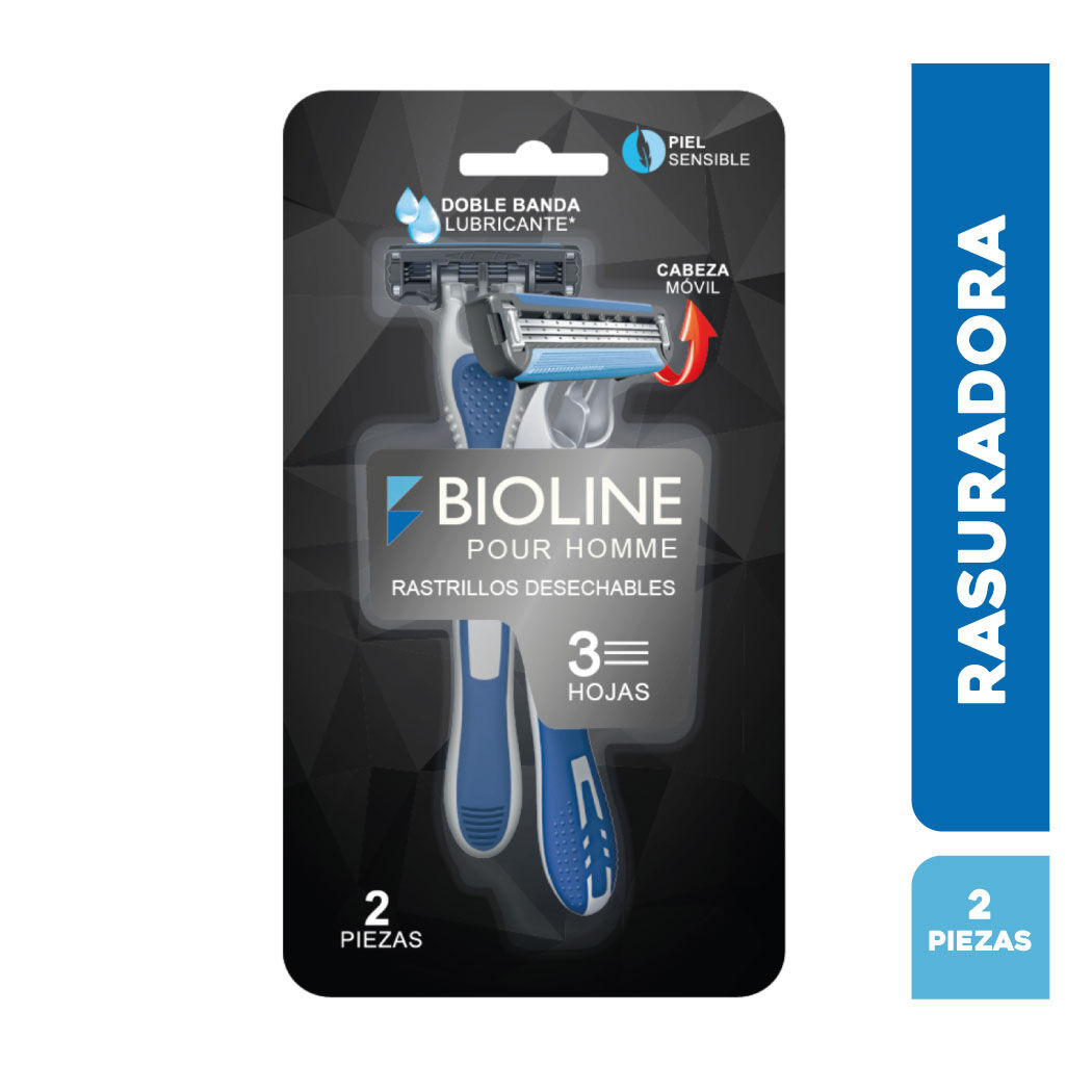 Bioline Máquina de Afeitar Triple Hoja 2 Unidades