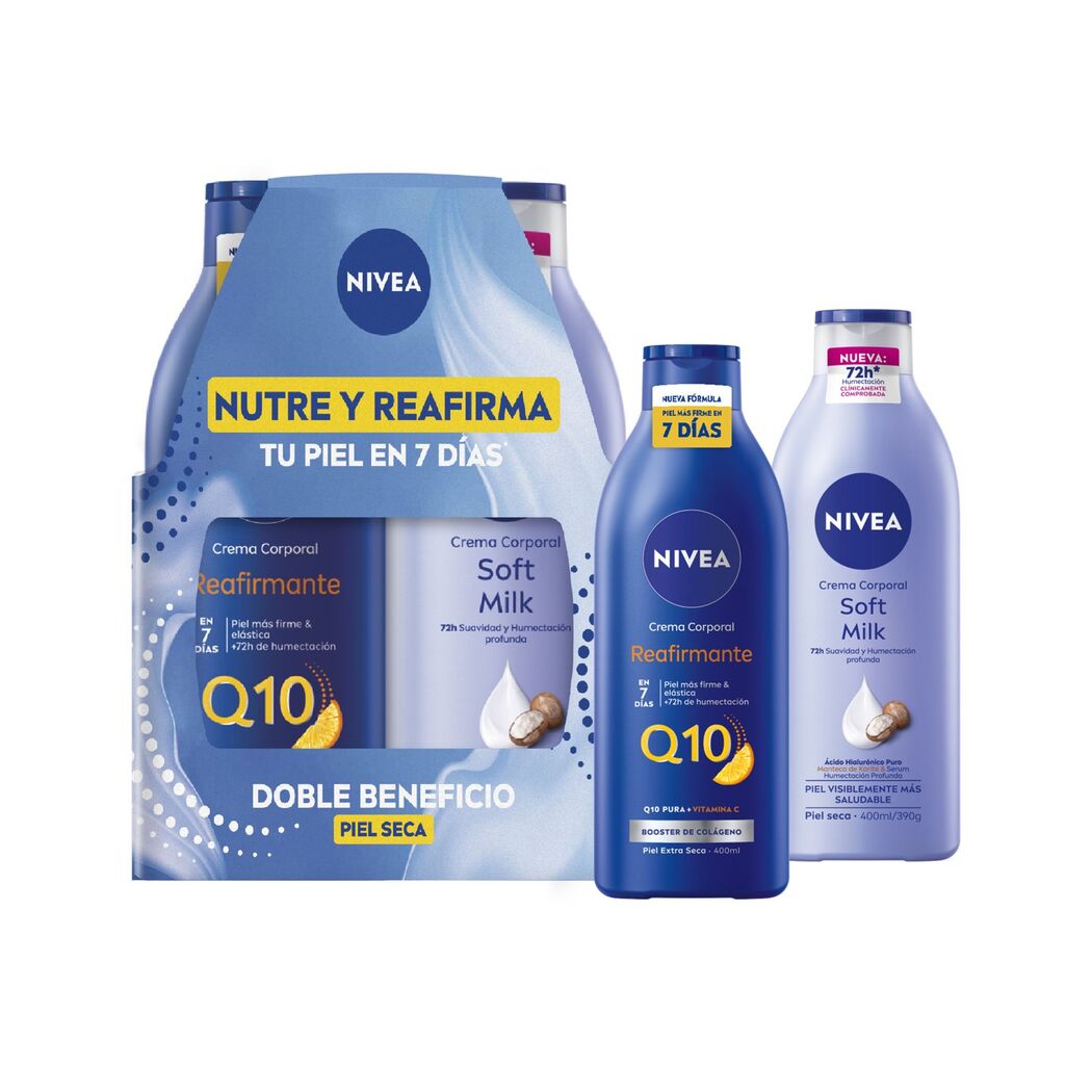 NIVEA Pack Crema Corporal Milk Nutritiva 400ml + Milk Q10 400ml
