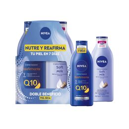 NIVEA Pack Crema Corporal Milk Nutritiva 400ml + Milk Q10 400ml