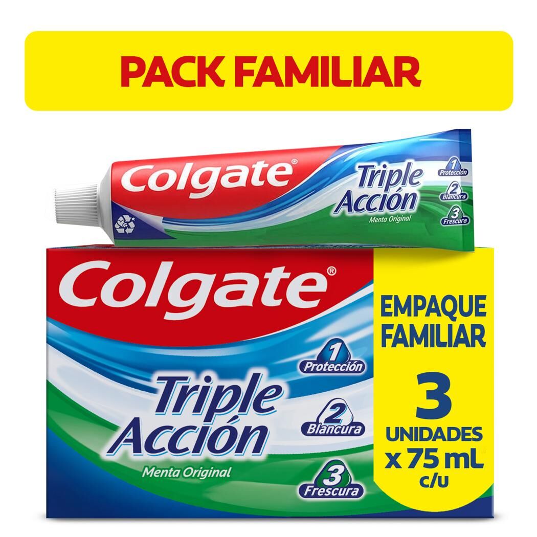 Pasta Dental Triple Acción 75ml 3 Unidades
