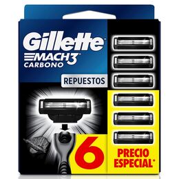 Repuesto Máquina Afeitar Gillette Mach3 Carbono 6 Unidades