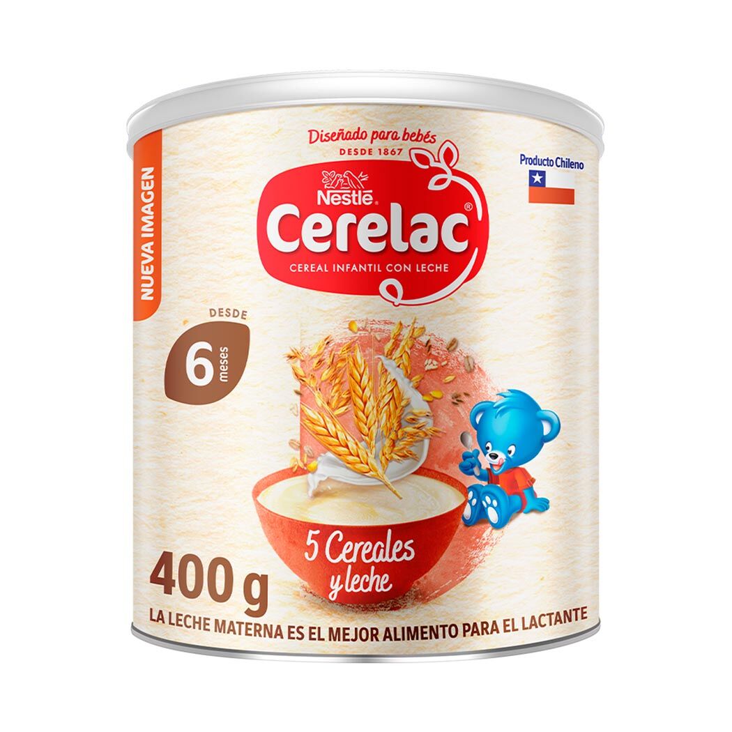 Cereal Infantil Cerelac 5 Cereales y Leche 400g