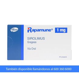 Rapamune Sirolimus 1mg 60 Grageas