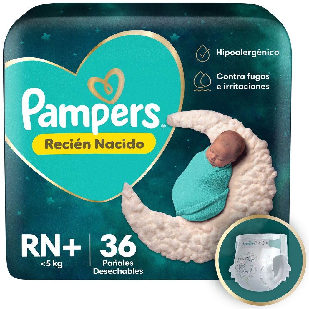 Pañal Pampers Protección Insuperable Talla RN 36 Unidades